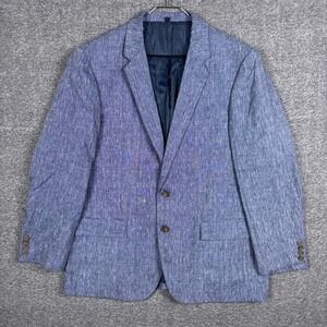 J Crew Thompson Blazer Mens 46R Blue Heather 100% Linen Sport Coat Jacket
